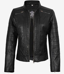 Bergamo Women's Black Leather Jacket Biker Style