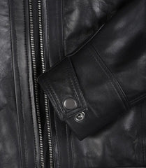 Women's Petite Black Quilted Leather Jacket - Biker Style