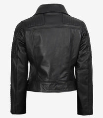 Women's Genuine Black Leather Jacket in Classic Biker Style