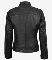 Women's Black Lambskin Leather Jacket in Biker Style
