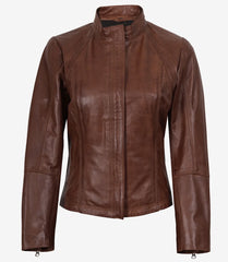 Acerra Women's Slim Fit Leather Jacket in Biker Style