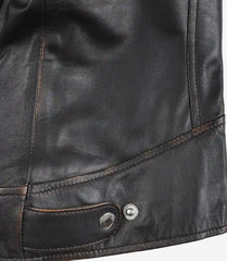 Dodge Women's Distressed Brown Leather Jacket Biker Style