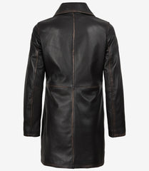 Women's Distressed Brown Real Leather Coat 3/4 Length