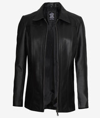 Marsha Women's Black Leather Car Coat