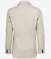 Women's Off White Leather Blazer with Two Buttons