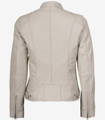 Women's Off-White Leather Jacket - Biker Style