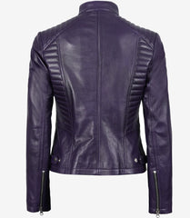 Women's Purple Real Leather Biker Jacket