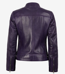Women's Purple Leather Jacket with Modern Fit Biker Style
