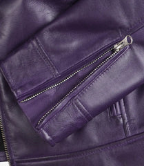 Dodge Women's Purple Lambskin Leather Jacket Biker Style