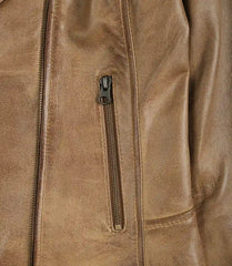 Women's Camel Brown Real Leather Jacket - Biker Style