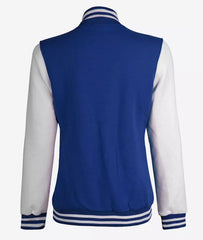 Women's White & Royal Blue Varsity Jacket - Baseball Bomber Style