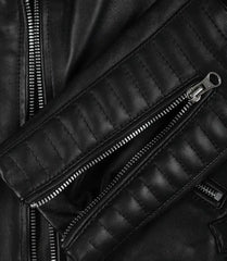 Women's Genuine Black Leather Jacket in Classic Biker Style