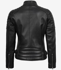 Women's Black Leather Jacket - Biker Style