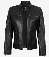Women's Timeless Black Leather Biker Jacket