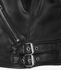 Women's Genuine Black Leather Jacket in Classic Biker Style