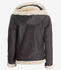Women's Vintage Brown Shearling Leather Jacket – Hooded