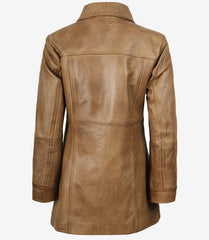 Women's Camel Brown Real Leather Coat