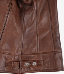 Women's Cognac Leather Jacket in Classic Biker Style