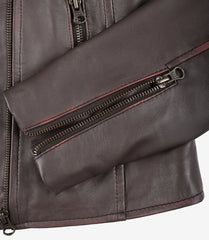 Women's Dark Brown Leather Jacket with Asymmetrical Biker Styling