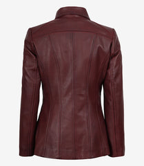 Marsha Women's Maroon Leather Car Coat