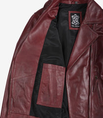 Women's Burgundy Lambskin Leather Biker Jacket