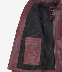 Women's Burgundy Leather Jacket Biker Style