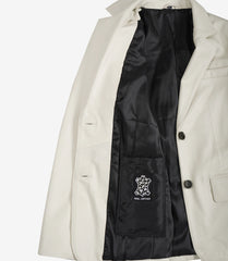 Women's Off White Leather Blazer with Two Buttons