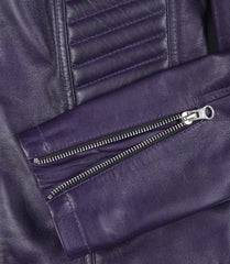 Women's Purple Real Leather Biker Jacket