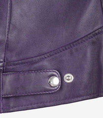 Dodge Women's Purple Lambskin Leather Jacket Biker Style