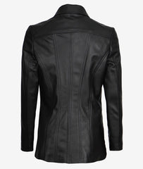 Marsha Women's Black Leather Car Coat