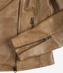 Women's Camel Brown Real Leather Jacket - Biker Style