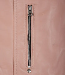 Women's Pink Real Leather Jacket Biker Style
